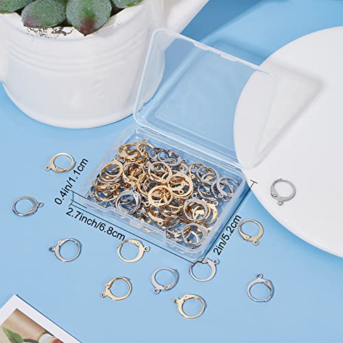 SUNNYCLUE 1 Box 80Pcs 40 Pairs Leverback Earring Hooks Real 18K Gold Plated Stainless Steel Round Lever Back Clasp Huggie Hoop French Ear Wire Leverbacks Hook for Jewelry Making Earrings Findings - color: 80pcs Mixed Material & Color Round Leverback Earri