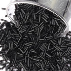 4000 Pcs Black Glass Bugle Beads, 2 x 7 mm Embroidery Beads, Small Long Tube Seed Beads for Embroidery Craft Jewelry Making - color: Black