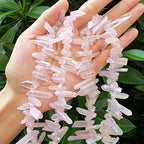 Adabele 15 Inch Natural Raw Healing Crystal Quartz Gemstone Loose Beads Small Drilled 15 Inch Rose Pink AB Titanium Coated Chakra Gem Stone Drop Stick GA8 - color: Rose Pink Ab, size: Small Size (15 Inch/1 Strand)
