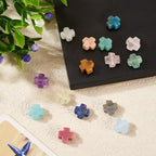 15 Pcs 8mm Cross Beads Small Cross Crucifix Beads Natural White Gemstone Loose Beads Crystal Crucifix Charms for Easter Holiday Eid Mubarak Ramadan Jewelry Making - color: 15 Colors-Mix Stones