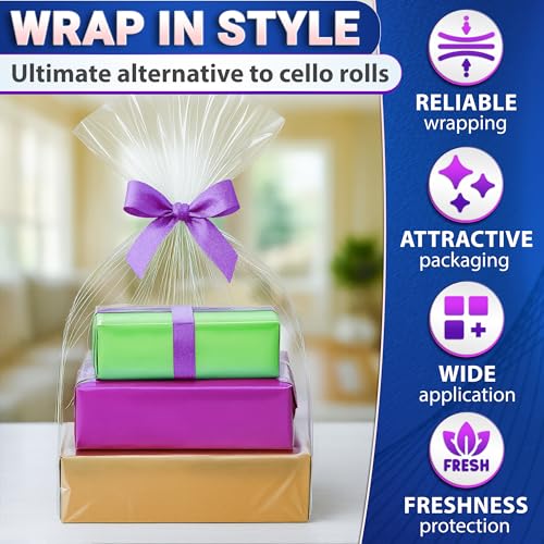 5 Pcs Shrink Wrap Bags for Gift Baskets – 32x40 Large Shrink Wrap, Wide Use for Gifts & Hampers – Durable & Easy to Use Clear Cellophane Bags for Presents, Mother’s Day Packaging & Holiday Baskets - size: 1 count (Pack of 5)