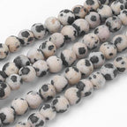 85Pcs Frosted Natural Dalmatian Jasper Beads 4mm Gemstone Beads Round Stone Loose Bead for DIY Bracelets Necklace Earrings Jewelry Making - color: Natural Dalmatian Jasper-Frosted, size: 4mm