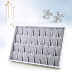 Oirlv Velvet Stackable Jewelry Tray 32 Grids Earrings Organizer Display Showcase Jewelry Storage trays - size: 32 Grids Earring Tray