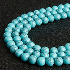 150pcs 6mm Blue Turquoise Beads Natural Gemstone Beads Round Loose Beads for Jewelry Making - color: Blue Turquoise, size: 6mm