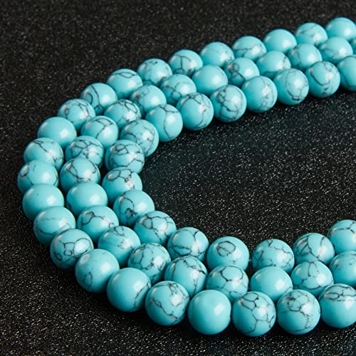 35pcs 10mm Blue Turquoise Beads Natural Gemstone Beads Round Loose Beads for Jewelry Making - color: Blue Turquoise, size: 10mm