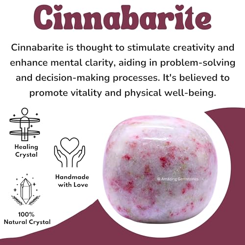 Amazing Gemstone Cinnabarite Crystal Tumbled Stones Polished Rocks - Natural Gem Stones for Healing - DIY Crystals for Protection (1 Piece) - color: Cinnabarite