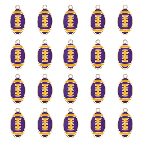 20PCS Sports Charms Enamel Basketball Baseball Pendant Charms for Jewelry Making Rhinestone Ball Game Softball Charms for Necklace Bracelet Earrings DIY Crafts - color: Color 5