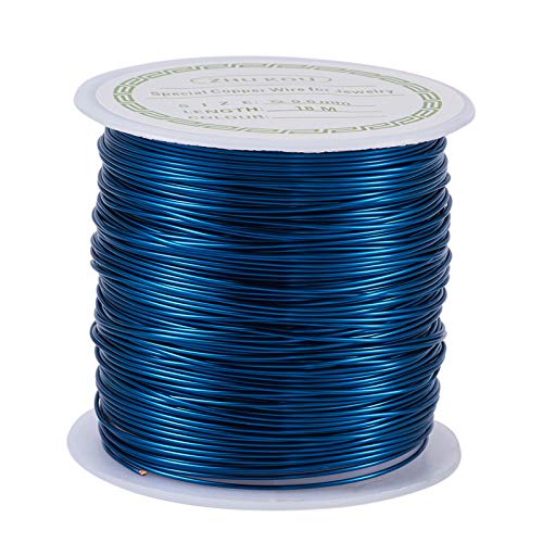 Pandahall 60 Feet Tarnish Resistant Copper Wire 22 Gauge Jewelry Beading Craft Wire for Jewelry Making (Marine Blue)