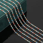 YOUBEIYEE 2 Meters Silver Plated Jewelry Making Chains Bulk Mixed Color Enamel Chain Handmade Women Necklace Bracelet DIY Jewelry Supplies Findings - color: Light Colorful
