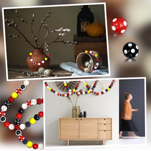 50Pcs Black Red Chunky Bubblegum Beads for Adult DIY Beadable Pens Bracelets Necklaces Pearl Beaded Craft Graduation Jewelry Making - color: Black+Red