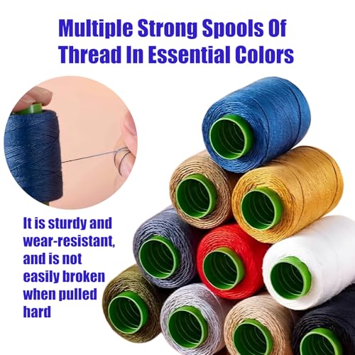 43 Pcs Big Eye Sewing Needle Kit，Includes Stainless Steel Needles, Thread Ripper, Thimble, 10 Thread Colors & Threaders ，Portable DIY Craft Set for Clothes Repair