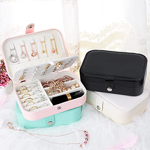 jiemei Jewelry Box, Travel Jewelry Organizer Cases with Doubel Layer for Women’s Necklace Earrings Rings and Travel Accessories (Black02) - color: Black02