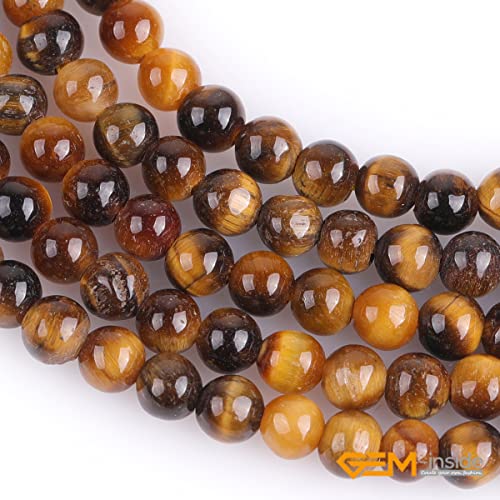 GEM-Inside Natural 3mm Tiger Eye Gemstone Loose Beads Round Crystal Energy Stone Power for Jewelry Making 15'' - color: Yellow Tiger Eye, size: 3mm
