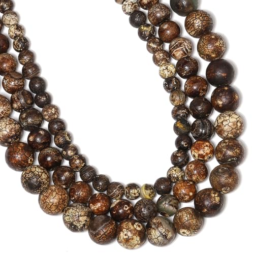 Brown Agate 6mm 60 Pcs Stone Beads for Jewelry Making Large Beads Bracelet Keychain Loose Round Smooth Gemstone Necklace Earrings DIY Arts and Crafts Natural Stone - color: Brown Agate, size: 6mm