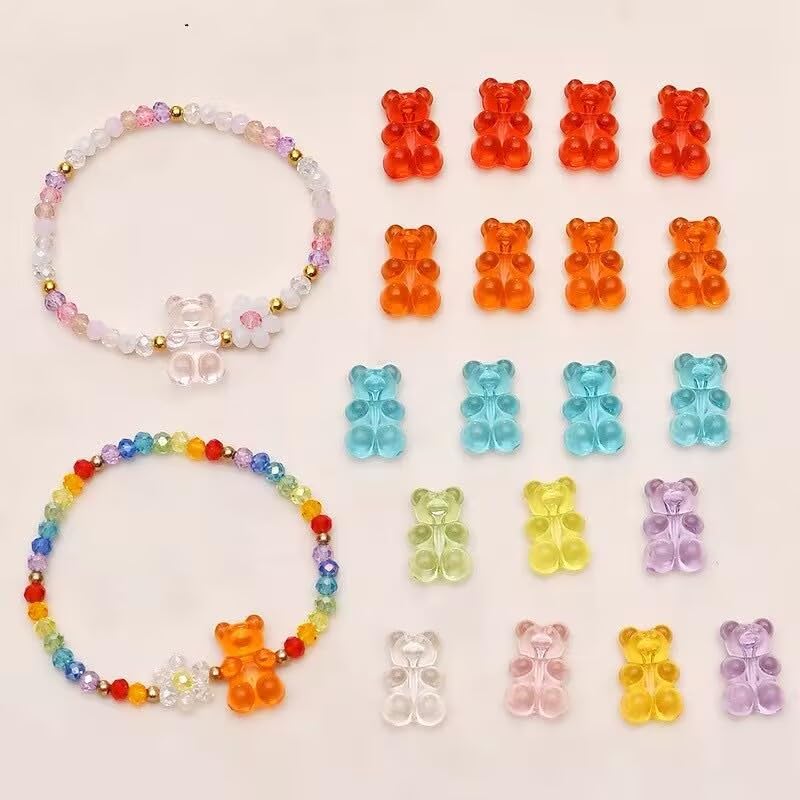 200pcs Colorful Gummy Bear Clear Acrylic Bear Beads Colorful Cute Bear Beadsy Bear for Necklace Bracelet Key Chains Jewelry DIY Craft Making(6 * 18mm) - color: 200pcs-bear