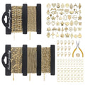 14k Gold Necklace Chain for Jewelry Making, 16.6 Feet Total (5 Rolls) DIY Bracelet Chains with 300 Jump Rings, 50 Lobster Clasps, 1 Jewelry Pliers,1 Support Ring and 50 Pendants - color: 14K Gold-16.6Feet 5 Rolls+Pendants