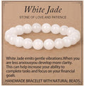 LPBeads Handmade Natural Gemstone Stretch Elastic Bracelet Healing Crystal Round Stone Beads Jewelry Gifts for Women Men - color: White Jade, size: 10mm