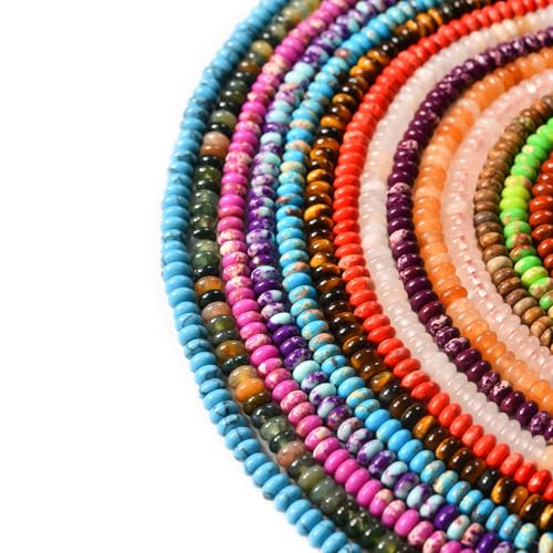 2x4mm 150pcs Natural Yellow Tiger Eye Rondelle Stone Beads Semi-Precious Disk Loose Gemstones Bead for DIY Jewelry Making - color: Yellow Tiger Eye