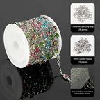 16.4 Feet Multicolor Rhinestone Jewelry Making Chains Bulk, Silver Plated Brass Chain for Jewelry Making with Open Jump Rings and Lobster Clasps - color: Colorful Rhinestone- Silver