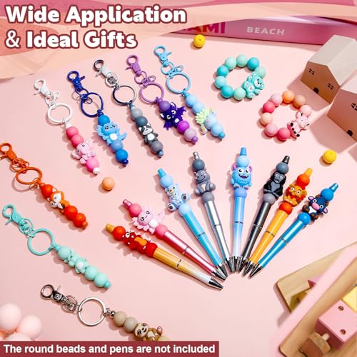 Ferreve 40 Pcs 3D Animal Silicone Focal Beads for Pens, Keychain Making, Focal Beads Bulk for Beadable Keychain DIY Crafts Necklace Bracelet Phone Chain Charms Jewelry Making - style: Animal C