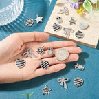Craftdady Crystal Rhinestone Pendants Butterfly Heart Rhombus Bowknot Earring Charms Alloy Enamel Metal Pendants Light Gold Bracelet Charms for DIY Craft Necklace Jewelry Making - color: Platinum 5 Styles