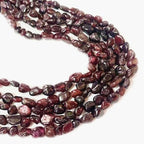 6-8mm Natural Red Garnet Nuggets Oval Free Tumbled Pebble Semi Precious Gemstone Loose Stone Beads Approx 15.5 inch for DIY Jewelry Making - color: Red Garnet