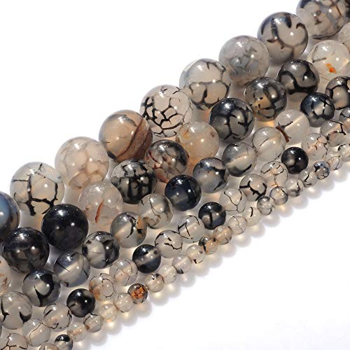 Natural Stone Beads 6mm Black White Dragon Vein Stone Round Loose Beads Crystal Energy Stone Healing Power for Jewelry Making DIY,1 Strand 15" - color: Black White Dragon Vein, size: 6MM