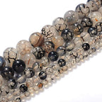 Natural Stone Beads 4mm Black White Dragon Vein Stone Round Loose Beads Crystal Energy Stone Healing Power for Jewelry Making DIY,1 Strand 15" - color: Black White Dragon Vein, size: 4MM