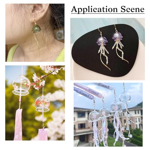 FASHEWELRY 12Pcs Glass Wind Bell Beads - 6 Colors Transparent Glass Fishing Jellyfish Trumpet Flower Beads Caps for Wind Chimes Craft Jewelry Making - color: 6 Colors Trumpet Wind Bell Beads