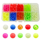 1000PCS 5mm Fishing Beads Accessories Set Mix 10 Colors Round Fishing Rig Beads Luminous Plastic Fishing Line Beads