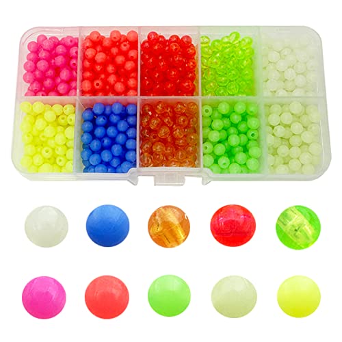 1000PCS 5mm Fishing Beads Accessories Set Mix 10 Colors Round Fishing Rig Beads Luminous Plastic Fishing Line Beads