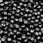 Amaney 1200pcs Black Round Acrylic Alphabet Letter Beads 7x4mm for Jewelry Making Bracelets Necklaces Key Chains - color: 1200Black&White