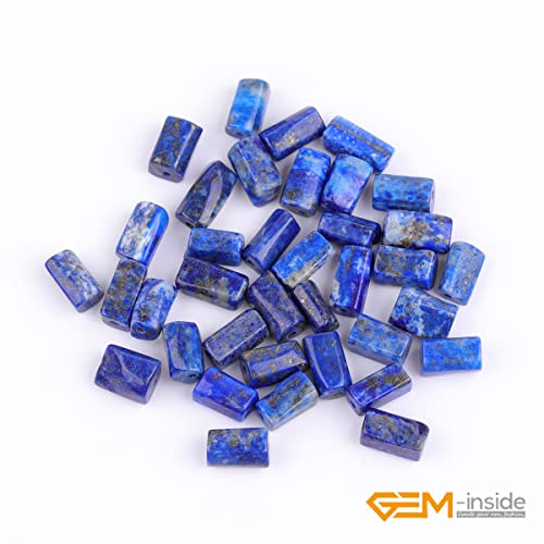 GEM-Inside 35Pcs 5x10mm Natural Blue Lapis Lazuli Stone Gemstone Faceted Freeform Tube Column Chakra Beads for Jewelry Making Full 15" Strand Power Energy Healing Stone - color: Blue Lapis Lazuli/5x10mm