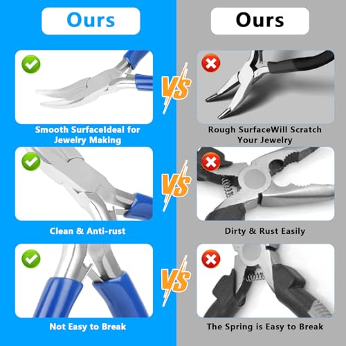 Bent Nose Pliers，Bent Chain-Nose for Crafting and Repair,Chain Jewelry Pliers - color: Dark Blue-bent Nose Pliers