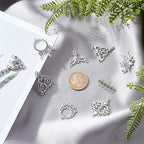 SUNNYCLUE 1 Box 54Pcs 9 Style Chandelier Connector Charms Component Links Alloy Hollow Filigree Pendants Flat Round Teardrop Triangle Shape for Jewelry Making Earring Supplies,Antique Silver - color: 54pcs 9 Style Silver Color
