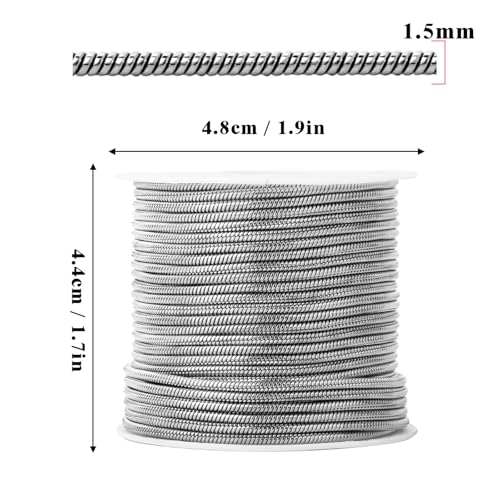 33 Feet Stainless Steel Snake Chains Roll, 1.5mm 304 Stainless Steel Round Snake Chain Bulk Spool for Jewelry Making DIY Craft - color: 1.5mm Stainless Steel Round Snake Chains