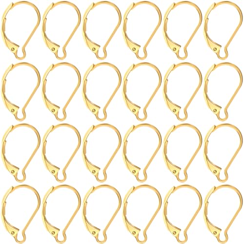 24 Pcs Leverback Earring Hooks, Stainless Steel Clasp Hoop, Hypoallergenic Dangles Earring Hooks, French Ear Wire Findings for Women, DIY Crafts, Jewelry Making (Gold) - color: Gold 24pcs