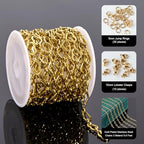 UMAOKANG 3 Meters Gold Plated Stainless Steel Chains for Jewelry Making Hollow Heart Chain Bulk on Spool with Jump Rings and Lobster Clasps - color: Heart Gold