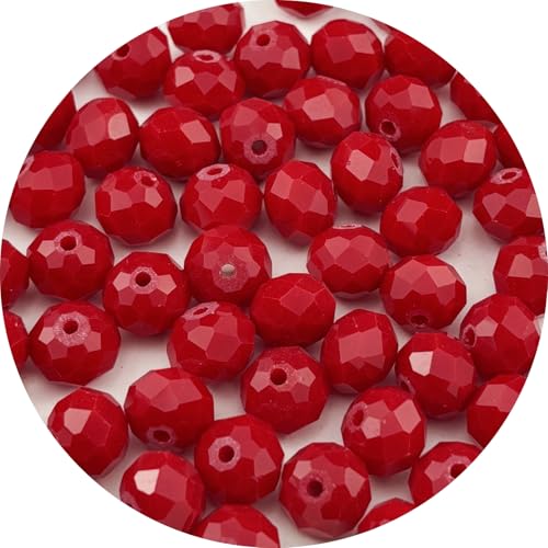 200pcs 6mm Crystal Glass Beads Faceted Rondelle Glass Spacer Beads for Bracelets Necklace Pendants Earrings Key Chains Jewelry Making(Red Porcelain) - color: Red Porcelain, size: 6mm