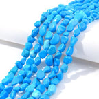 6-8mm Natural Blue Turquoise Nuggets Oval Free Tumbled Pebble Semi Precious Gemstone Loose Stone Beads Approx 15.5 inch for DIY Jewelry Making - color: Blue Turquoise