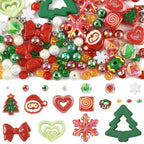 100Pcs Christmas Acrylic Beads for Jewelry Making, 19 Styles Xmas Tree Snowflake Bowknot Heart Santa Claus Loose Spacer Beads for Bracelets Necklaces Earrings Making and Crafting - color: Xmas- 100 pcs