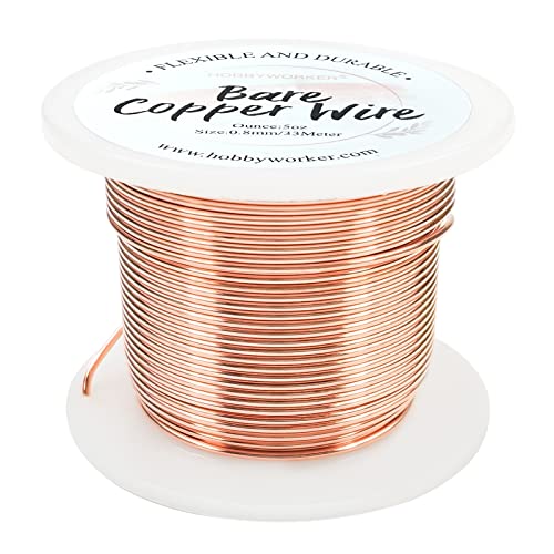 Hobbyworker 20 Gauge Bare Copper Wire 108FT/0.8mm Beading Craft Wire for Jewelry Making - size: 20 Gauge