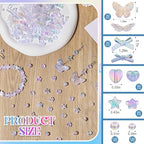 Juexica 500 Pcs ABS Imitation Pearl Beads Star Heart Bowknot Circle Flower White Aesthetic Beads for Jewelry Making Bracelets Necklaces Earrings Key Chains Accessories DIY Crafts(Bright Style) - color: Bright Style
