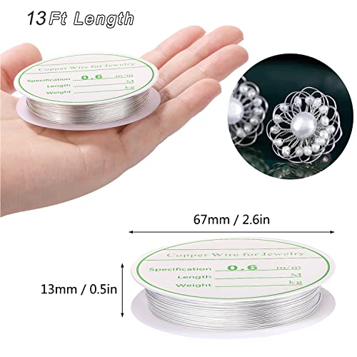 3 Pack Jewelry Wire - 22 Gauge Tarnish Resistant Copper Beading Wire for Jewelry Making, 0.6mm X 4m Each (Gold, Silver, Rose Gold)
