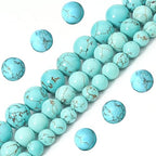 60pcs 6mm Natural Blue Turquoise Gemstone Beads Energy Healing Crystal Round Loose Stone Beads for Jewelry Making, DIY Bracelets Necklaces - color: Blue Turquoise, size: 6mm