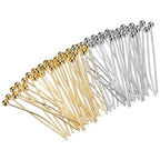 MECCANIXITY 200Pcs Plated Ball Head Pins Jewelry Making 24 Gauge 16mm Wire Head Pins Brass Ball Head Pins End Head Pins for DIY Craft Necklaces Bracelets Earrings, Silver and Gold - color: Silver and Gold, size: 16mm