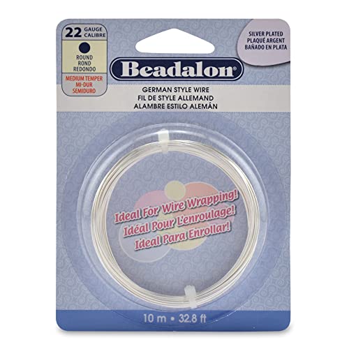 Beadalon German Style Wrapping Wire, Round, Silver Plated, 22 Gauge, 10 m / 32.8 ft - color: Silver Plated, size: 22 gauge / 32.8 ft