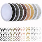 80ft Jewelry Making Kit - 8 Color Stainless Steel Curb Chain, 240 Jump Rings & 80 Lobster Clasps for DIY Bracelet, Earring & Necklace Crafts (2*3 mm) - color: 8 Colors Curb Chain 80FT
