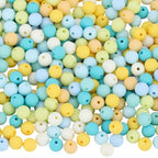 1 Box 500Pcs Acrylic Round Beads Frosted Bead Bulk 8mm Candy Color Silicone Acrylic Plastic Ball Pastel Matte Loose Spacer Beads for Jewelry Making Bracelets Necklaces Earrings Adults - color: Light Blue
