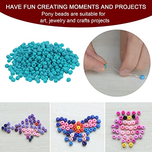 HARFINGTON 2000Pcs Small Glass Beads 6/0 4mm Loose Tiny Round Small Beads for Bracelet Earring Rings Jewelry Making, Blue Green - color: Blue Green